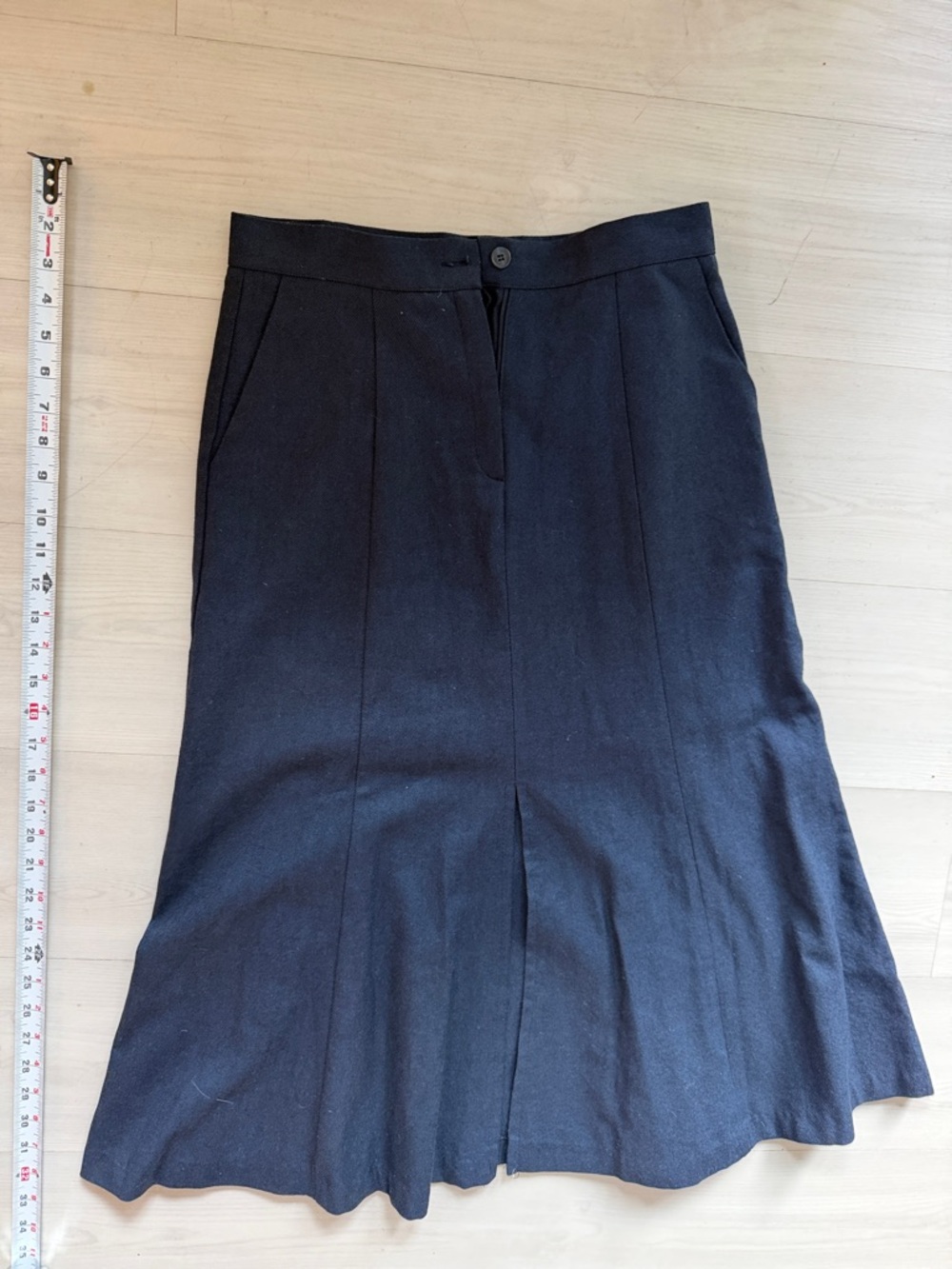 OAK + FORT Black Midi A-Line Panel Skirt